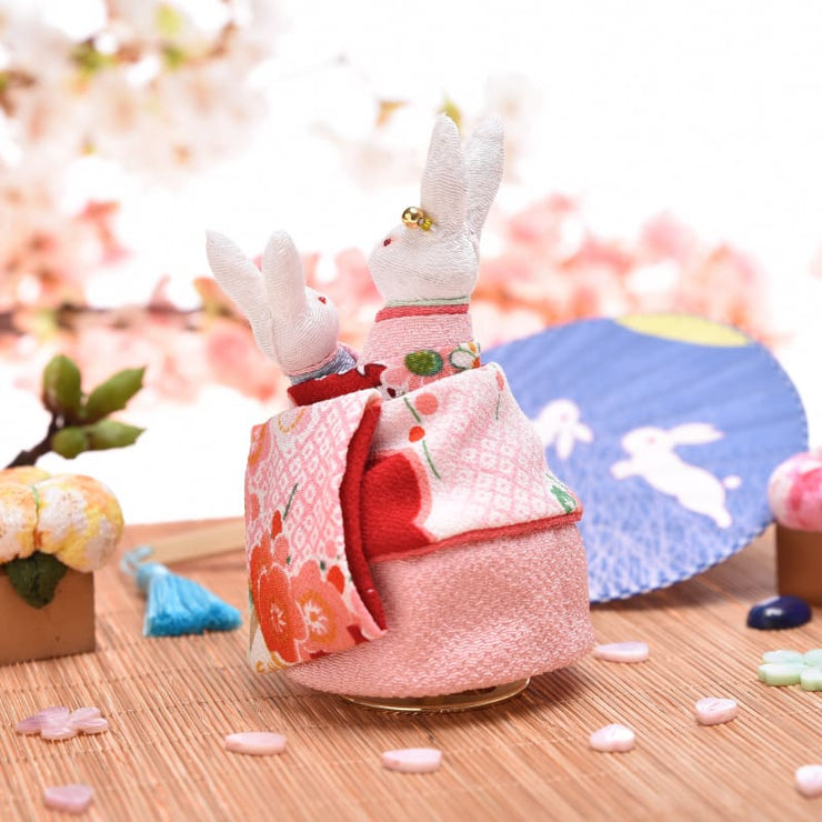 | Handmade Kimono Mother & Son Rabbit Music Box | Foxtume