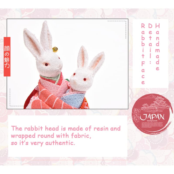 | Handmade Kimono Mother & Son Rabbit Music Box | Foxtume