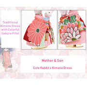 | Handmade Kimono Mother & Son Rabbit Music Box | Foxtume