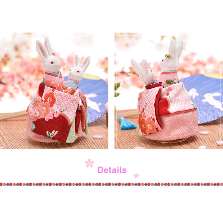 | Handmade Kimono Mother & Son Rabbit Music Box | Foxtume