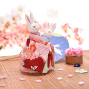 | Handmade Kimono Mother & Son Rabbit Music Box | Foxtume