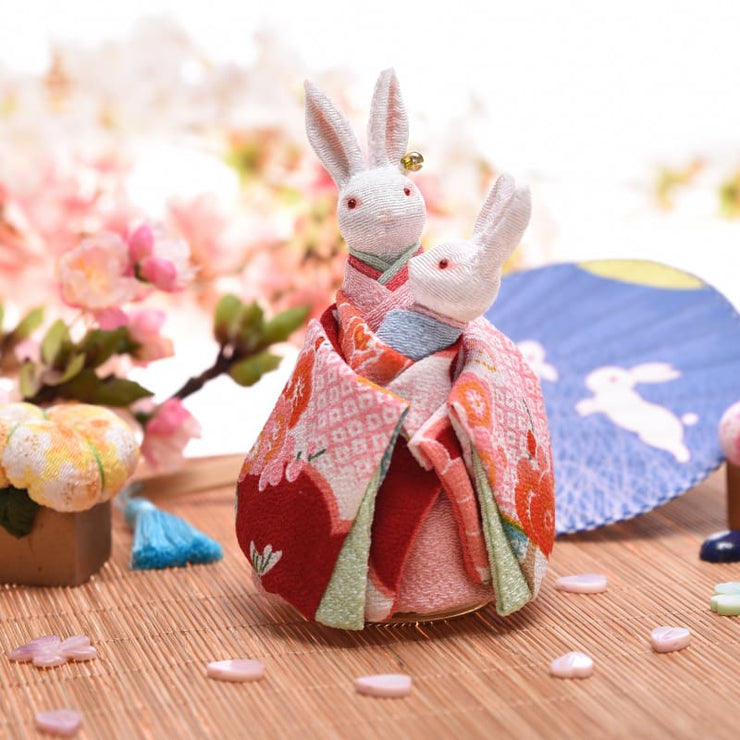| Handmade Kimono Mother & Son Rabbit Music Box | Foxtume