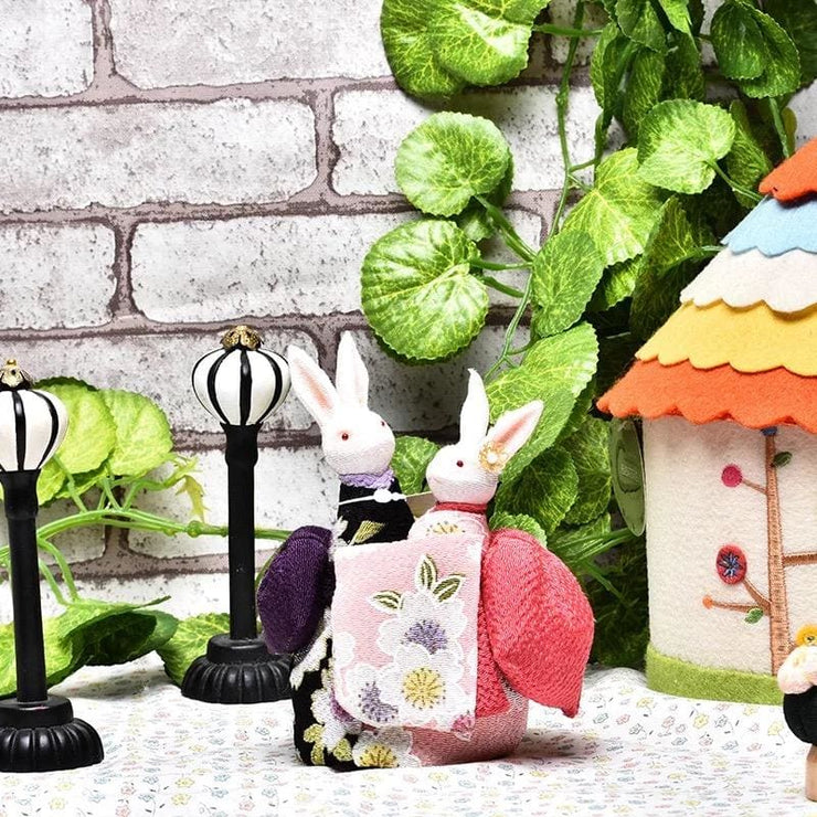 | Handmade Kimono Rabbit Music Box - Dancing Couples | Foxtume