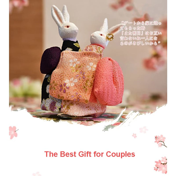 | Handmade Kimono Rabbit Music Box - Dancing Couples | Foxtume