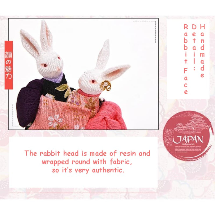 | Handmade Kimono Rabbit Music Box - Dancing Couples | Foxtume