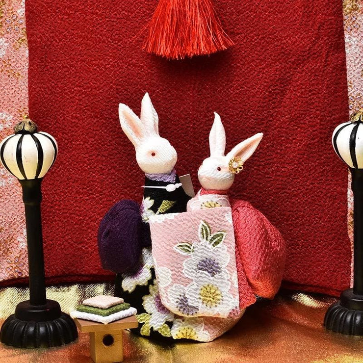 | Handmade Kimono Rabbit Music Box - Dancing Couples | Foxtume