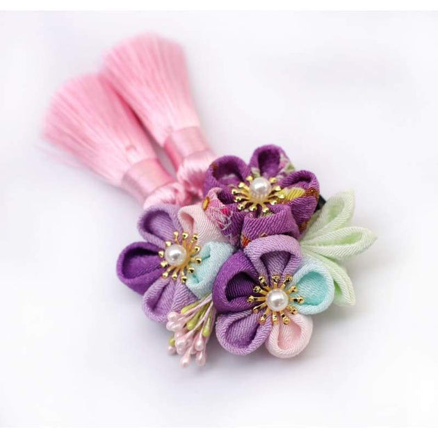 むらさき風船♡ヘアゴムorブローチ handmade-tsumami-kanzashi-hair