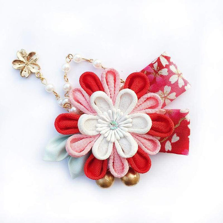 Accessory | Handmade Japanese Traditional Tsumami Kanzashi Hair Clip [Cherry Blossom] | Foxtume