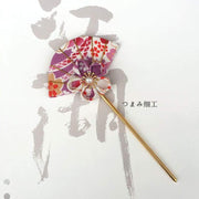 Accessory | Handmade Japanese Traditional Tsumami Kanzashi Hair Pin [Sakura X Hand Fan] | Foxtume