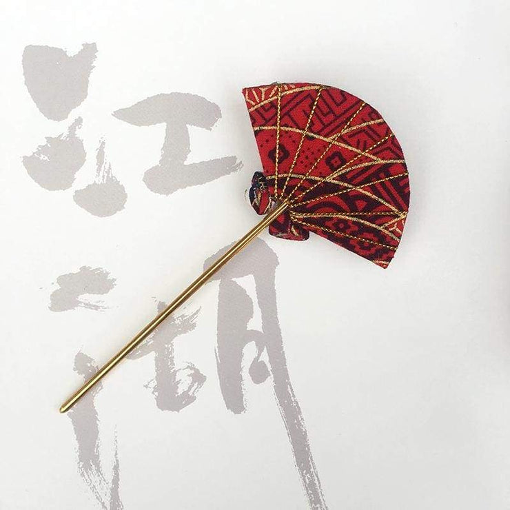 Accessory | Handmade Japanese Traditional Tsumami Kanzashi Hair Pin [Sakura X Hand Fan] | Foxtume
