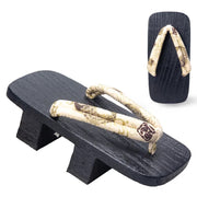 Men Black Two Teeth Geta Wooden Sandals 【Koi】