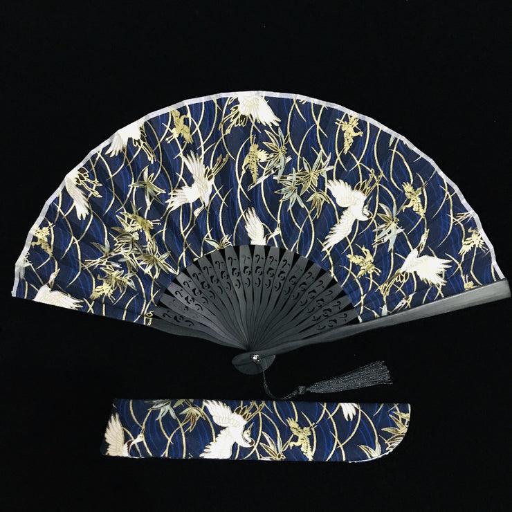 Hand Fan | Japanese Folding - White Cranes | Foxtume