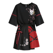 Gothic Kitsune Black Skirt Set