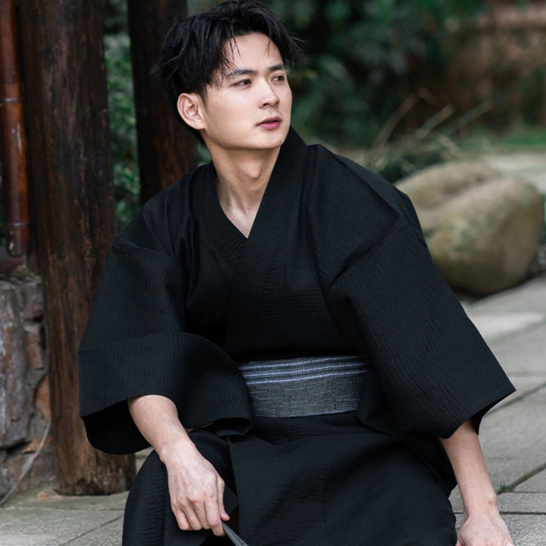 Men Black Festival Wear Yukata | Japanese Kimono Shop
