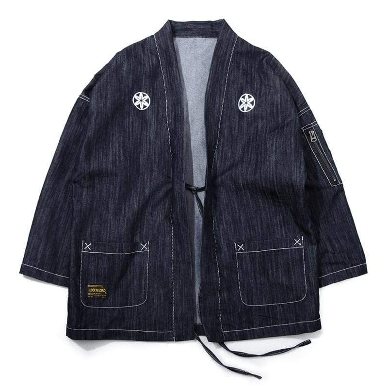 10oz デニム　haoriジャケット Haori men denim kimono jacket foxtume