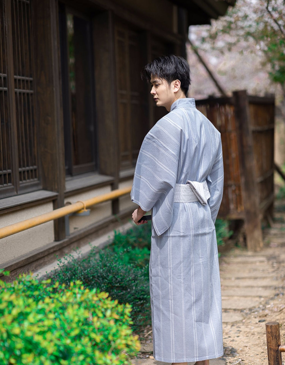 Men Gray Festival Wear Yukata | Japanese Kimono Shop