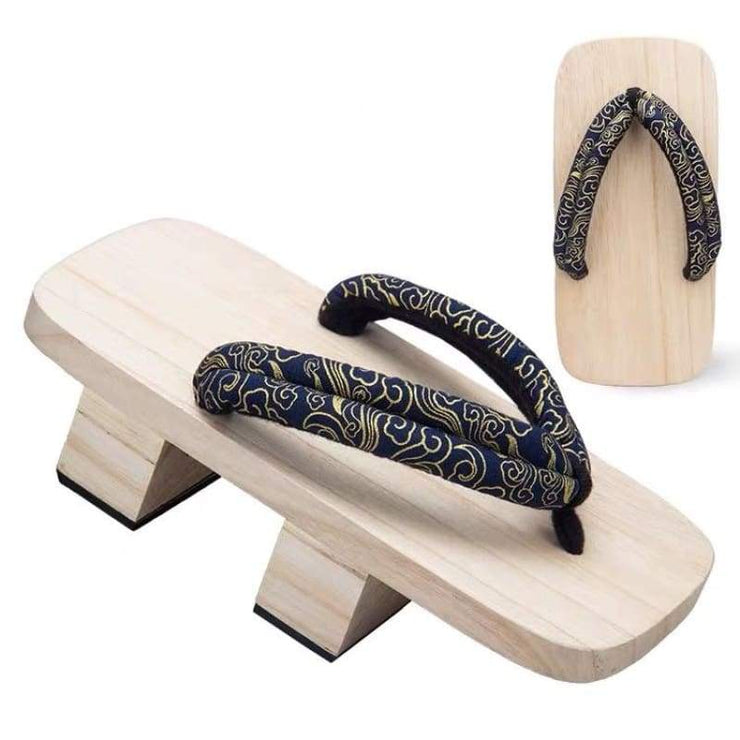 | Men Two Teeth Geta Wooden Sandals [Nimbus Cloud Pattern] | Foxtume