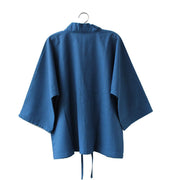 Navy Blue Traditional Japanese Style Women's Kimono Jacket Haori