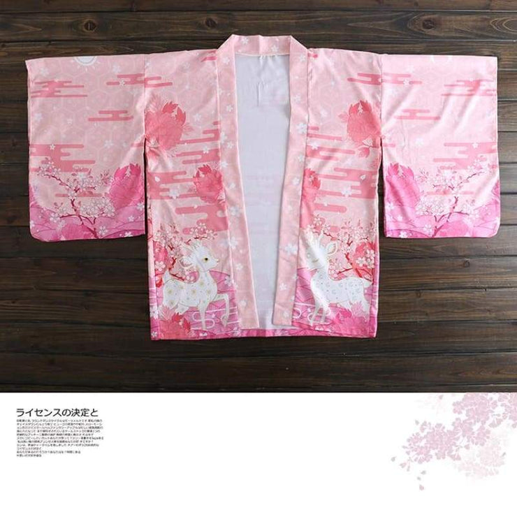 Haori | Pink Deer Couples Kimono Cardigan | Foxtume
