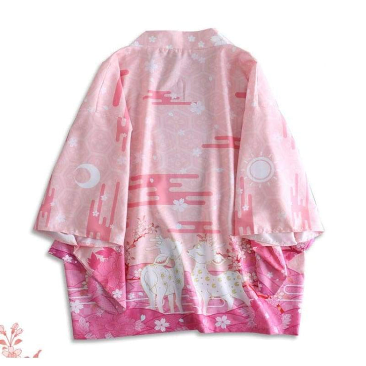 Haori | Pink Deer Couples Kimono Cardigan | Foxtume