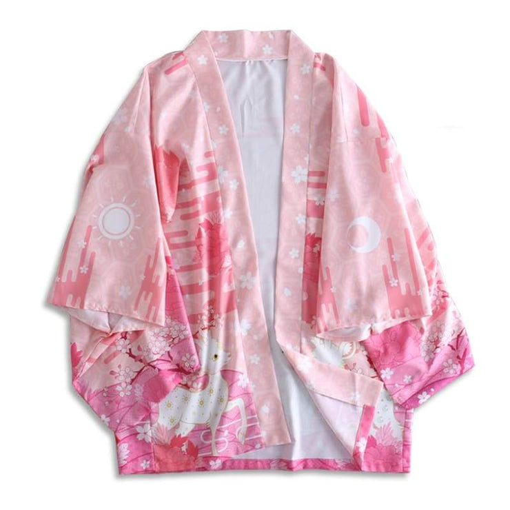 Haori | Pink Deer Couples Kimono Cardigan | Foxtume