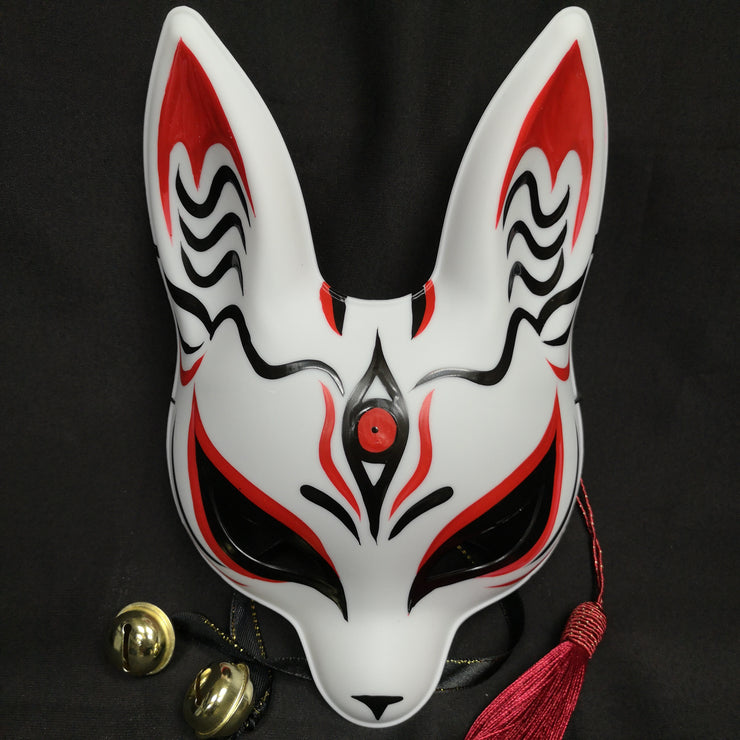 Long ears kitsune Fox mask - the third eye in red