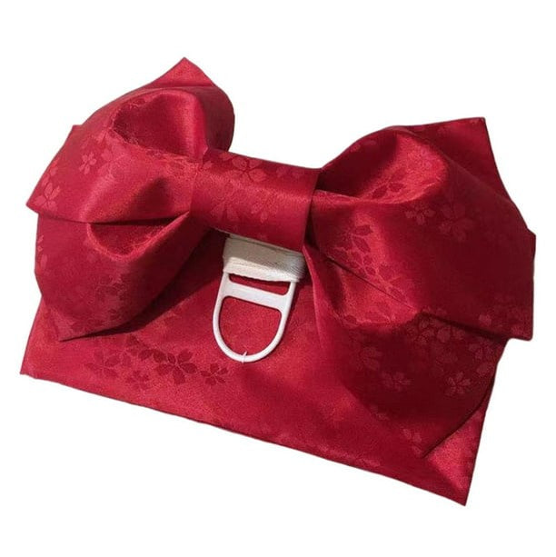 Red Pre-Tied Bow Obi Yukata Waistband display picture 2