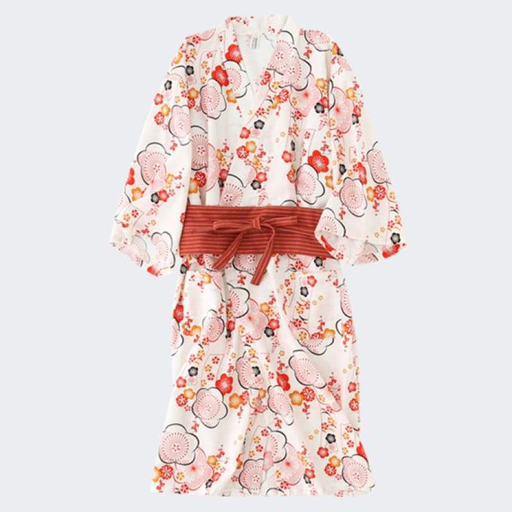 Yukata | Red Tone Floral Print Homewear | Foxtume