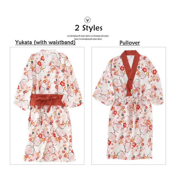 Yukata | Red Tone Floral Print Homewear | Foxtume