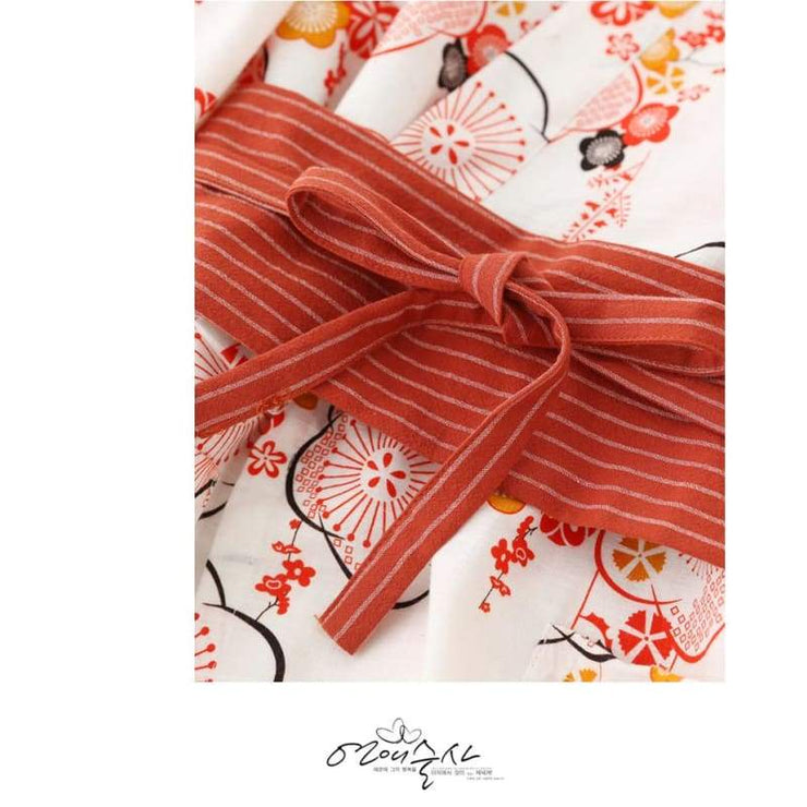 Yukata | Red Tone Floral Print Homewear | Foxtume