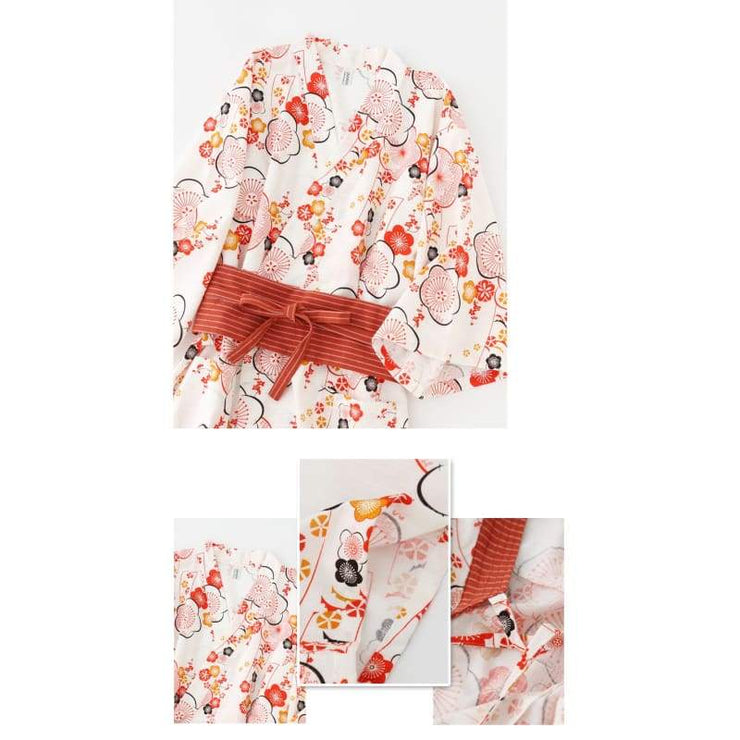 Yukata | Red Tone Floral Print Homewear | Foxtume