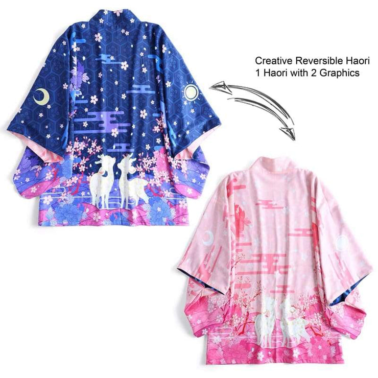 Reversible Day & Night Deer Couple Haori
