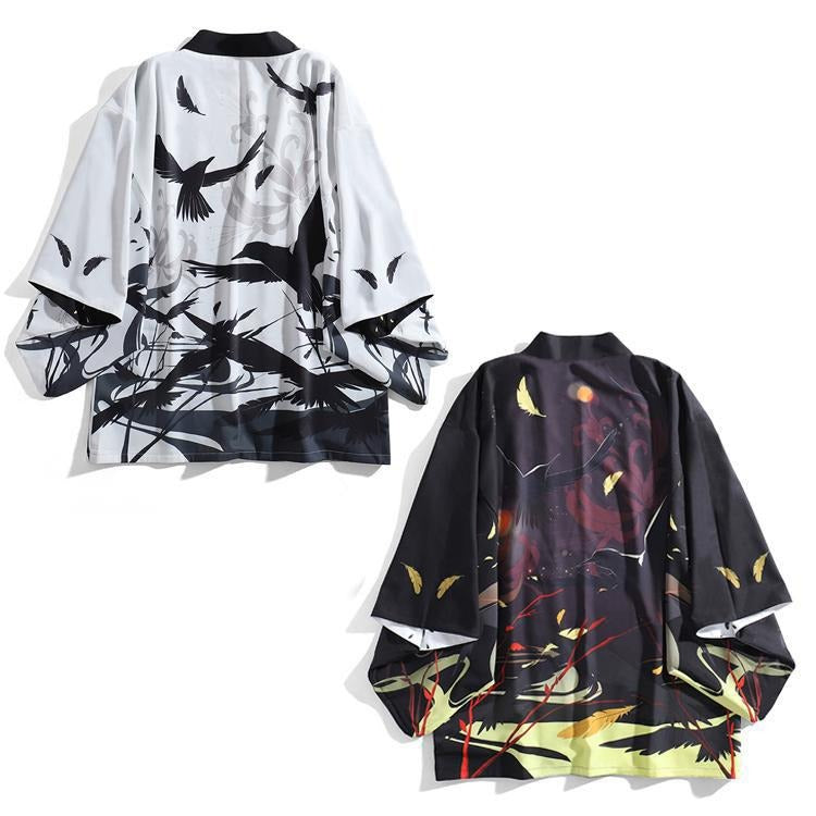 Haori Reversible Day And Night Crow Haori Foxtume