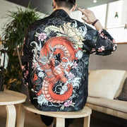 Haori | Sakura Dragon Sukajan Kimono Jacket | Foxtume