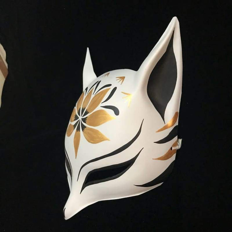 Kitsune Mask | Sharp Ears - Golden Lotus | Foxtume