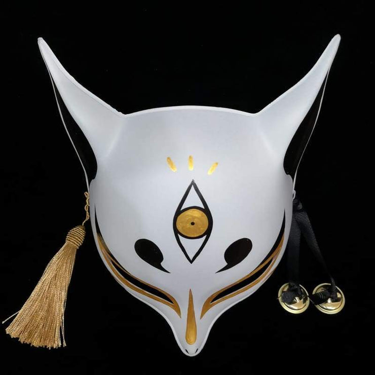 Kitsune Mask | Sharp Ears - Golden Third Eye | Foxtume
