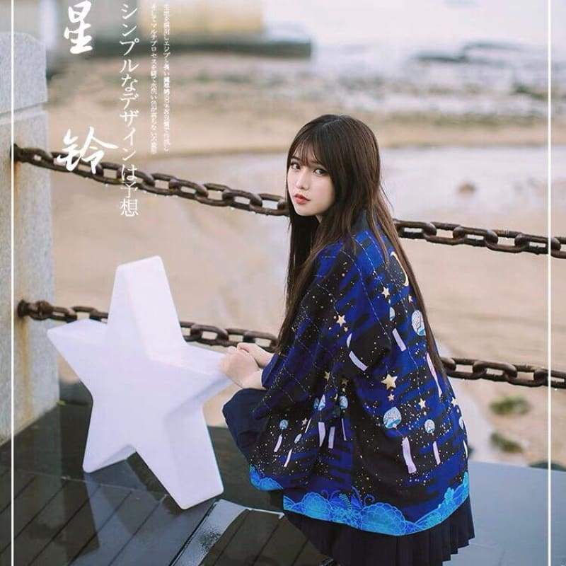 Haori starry wind chime kimono cardigan foxtume