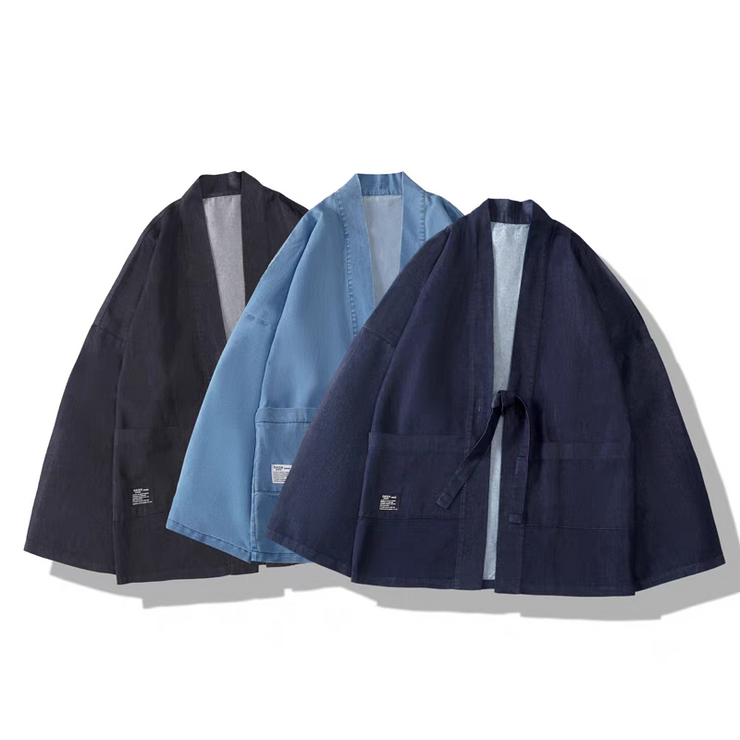 Men's Loose Fit Denim Kimono Jacket