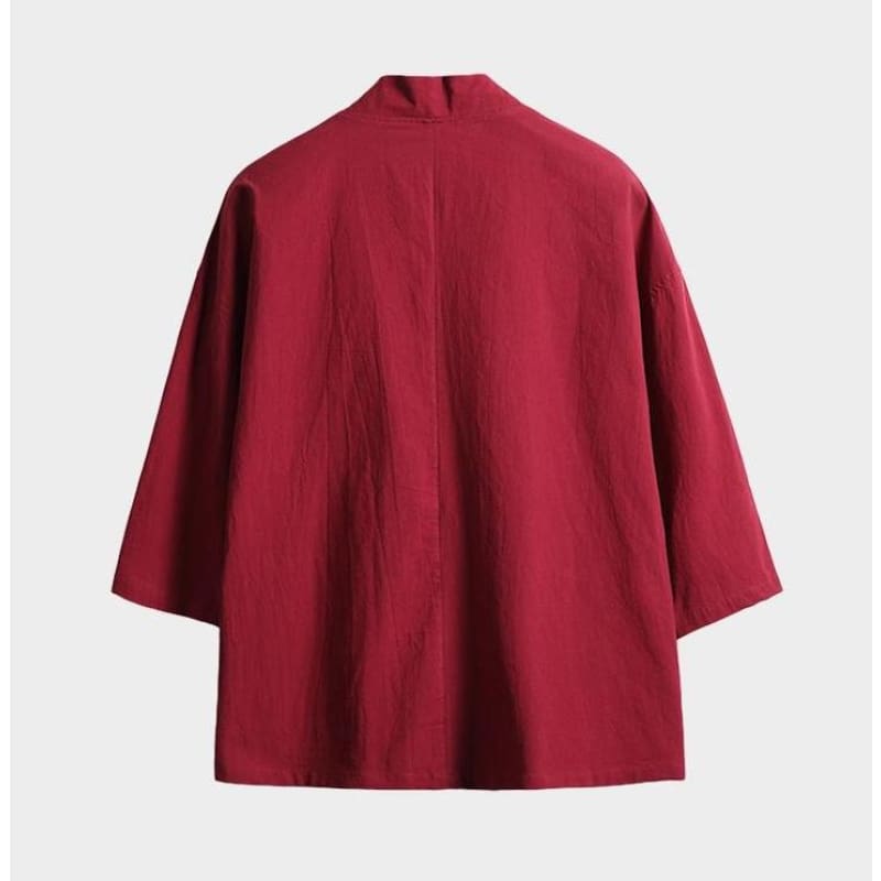 Black & Red Haori Jacket - Men's traditional Japanese Kimono | Foxtume