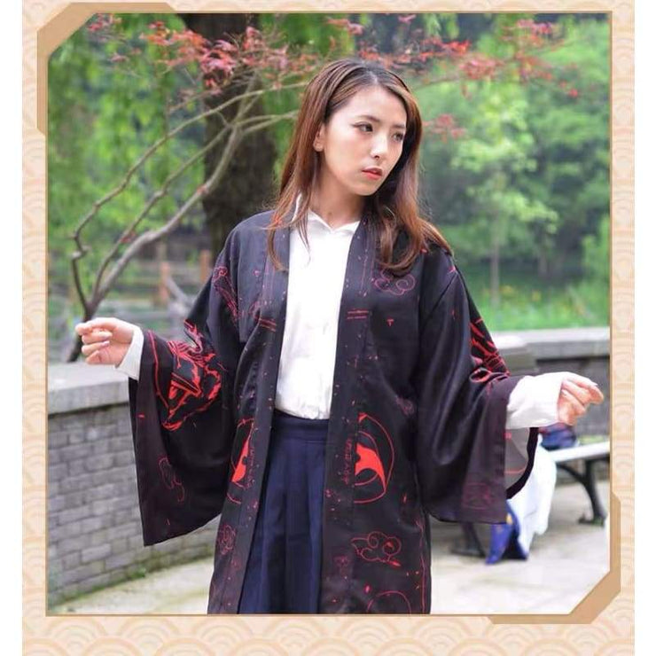 Haori | Uchiha Crest Akatsuki Pattern Kimono Cardigan | Foxtume