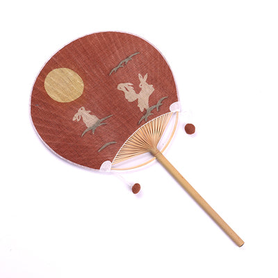 Moon Rabbit Fans Handmade and Tie-dyed Uchiwa Hand Fan 【Moon Rabbit】 Foxtume