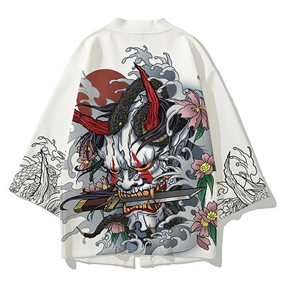 White Japanese Demon Kimono Jacket | Foxtume