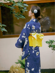 Women Festival Wear Blue Yukata [White Lily]