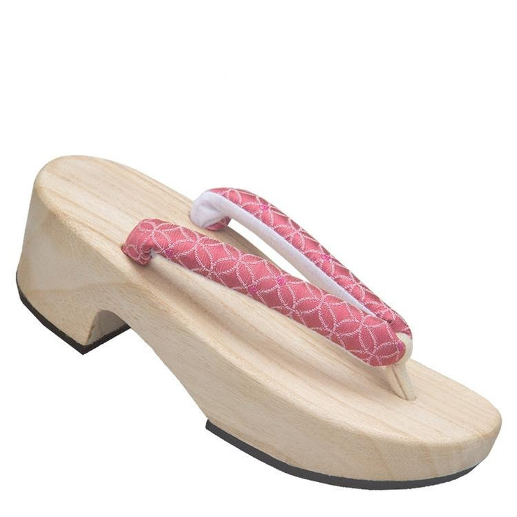 Women High Heel Geta Wooden Sandals【Red Embroidery】
