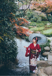 Women Festival Wear Red Yukata [Crane]