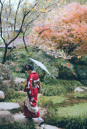 Women Festival Wear Red Yukata [Crane]