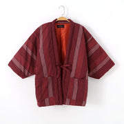 Red Stripe Quilted Cotton Kimono Jacket