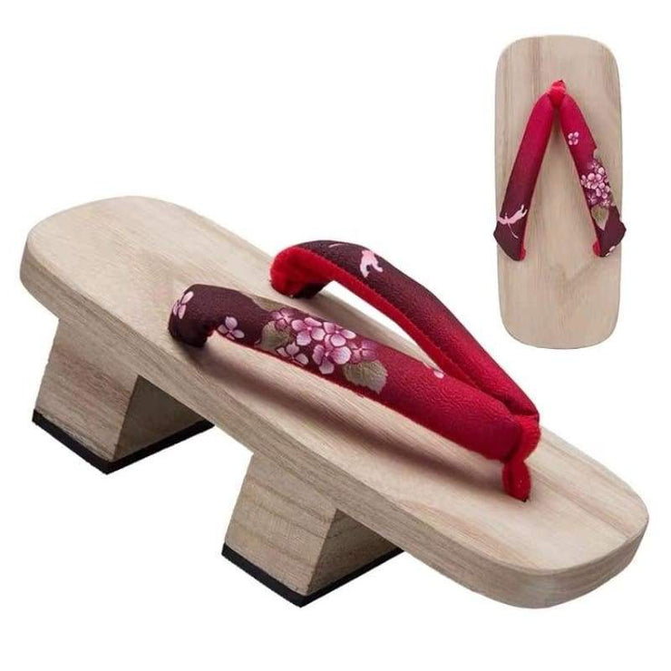 Geta | Women Two Teeth Wooden Sandals [Cherry Blossom] | Foxtume